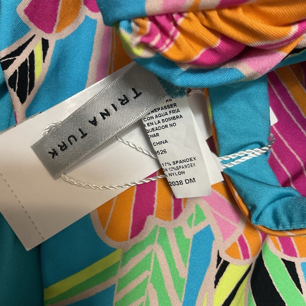 Trina Turk Poppy Belted Plunge One Piece Swimsuit Women's 12 NWT Tropical Beachy - Picture 4 of 15